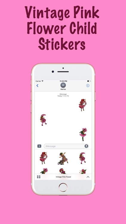 Vintage Pink Flower Child Stickers