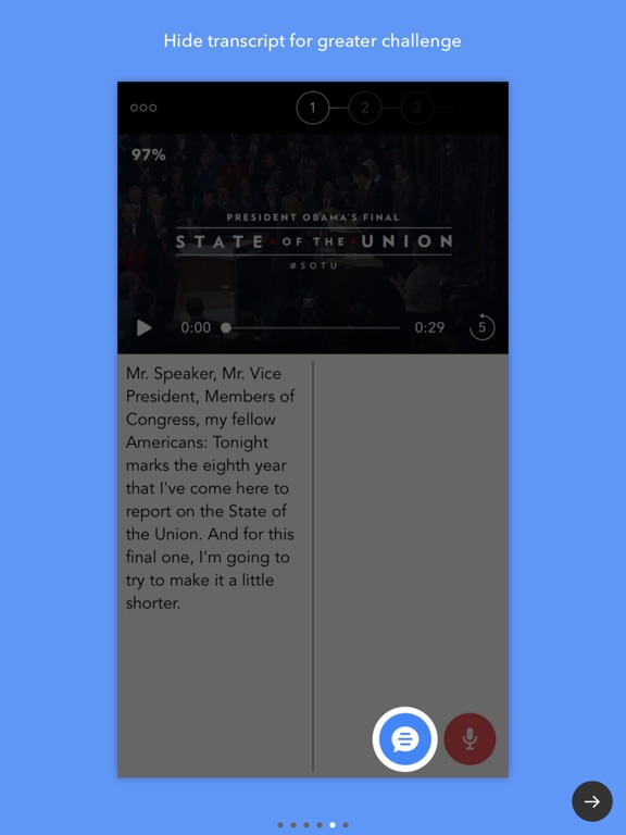 Shadowing - English Speaking Exercise iPad screenshot 4 - Education app