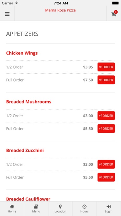 Mama Rosa Pizza Ordering