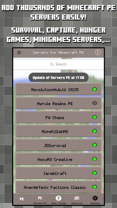 Servers for Minecraft PE : Add Multiplayer Server Mods easily (unofficial) Screenshot 1