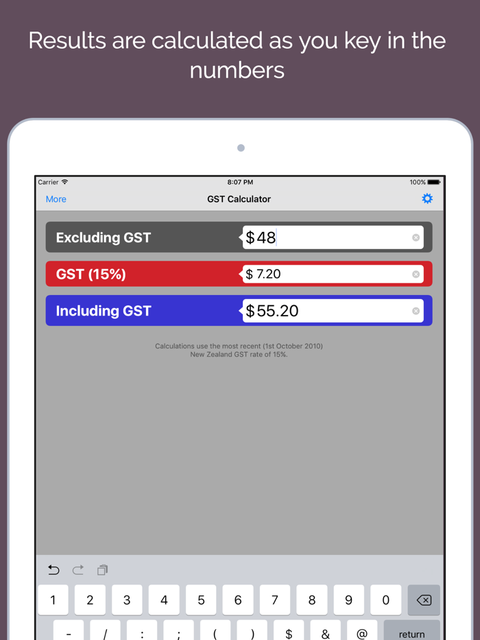GST Kiwi - New Zealand Goods and Services Tax Calc