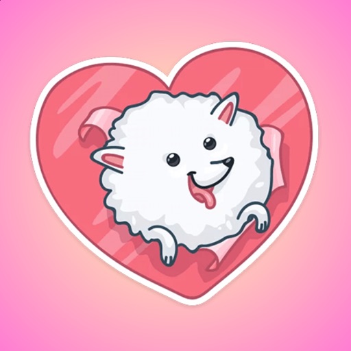 Fluffy White Dog Stickers iOS App