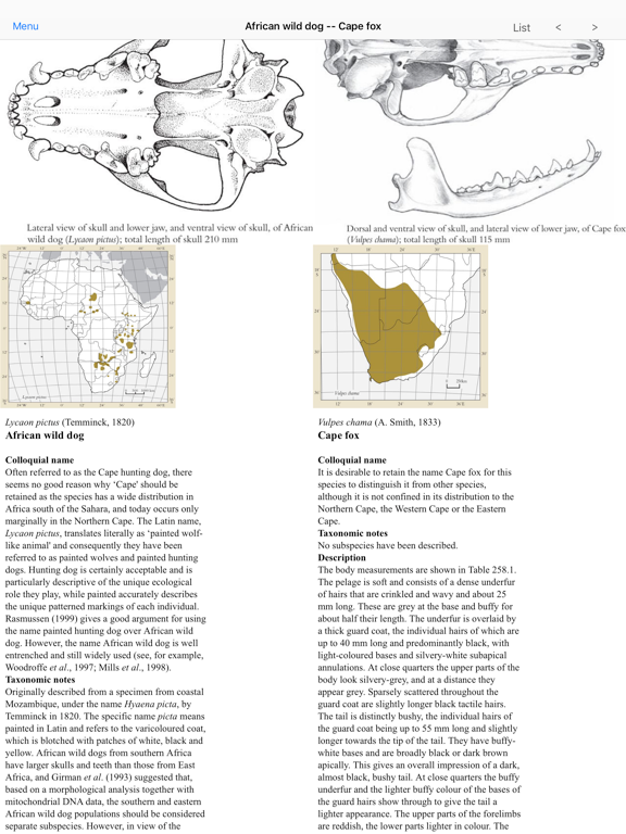 Mammals of the Southern African Subregion iPad screenshot 4 - Reference app