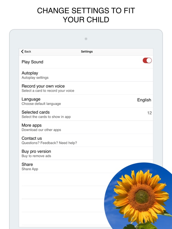Flowers Flashcard for babies and preschool iPad screenshot