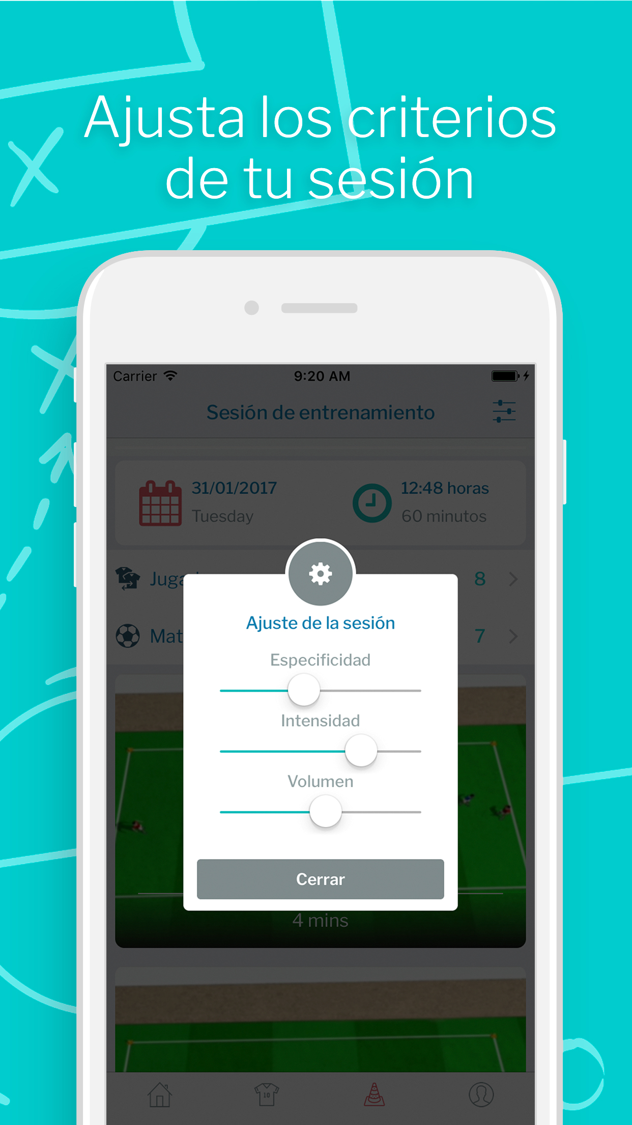 Sukan - Planifica entrenamientos de fútbol en 2min