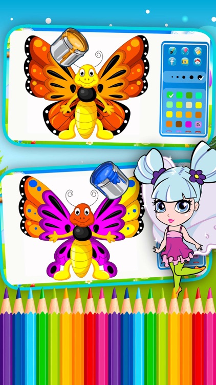 Butterfly Fairy and Bugs Coloring Books Painting screenshot-3