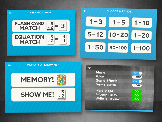 ‎Subtraction Flash Cards Match Math Games for Kids Screenshot