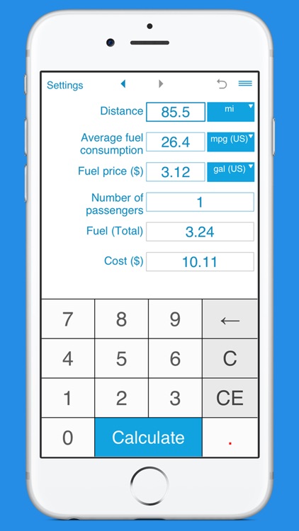 trip planner fuel cost