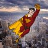 A Super Hero Flying In The City