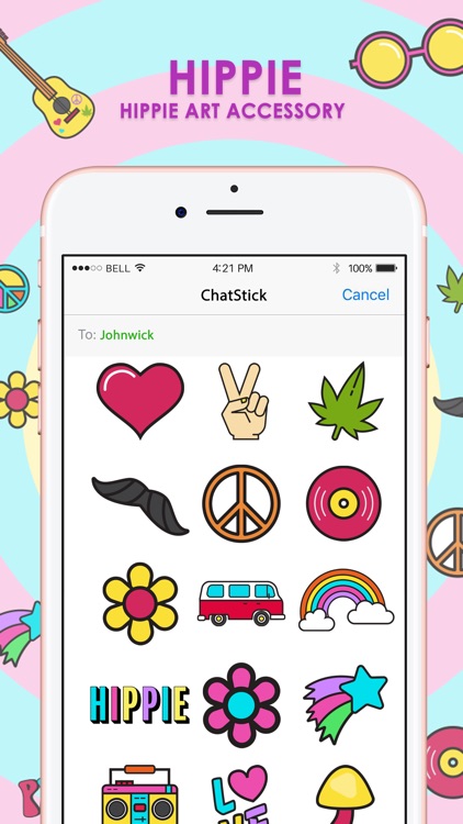 Hippie Art Retro Accessory Stickers for iMessage