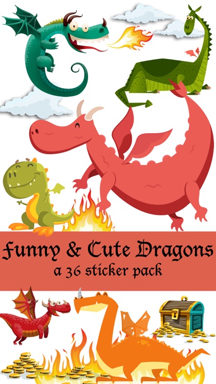 Cute and Funny Dragons and Treasure Sticker Pack