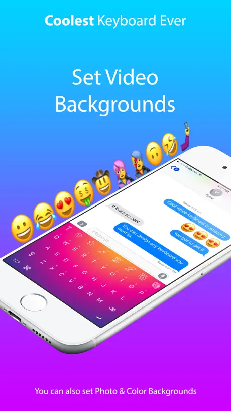 Cool Video Keyboard - Custom Emoji & Rainbow Theme