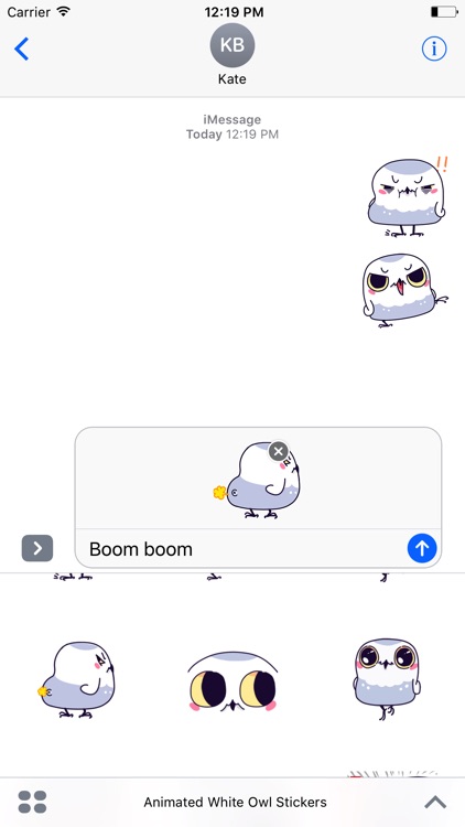 Animated White Owl Stickers For iMessage