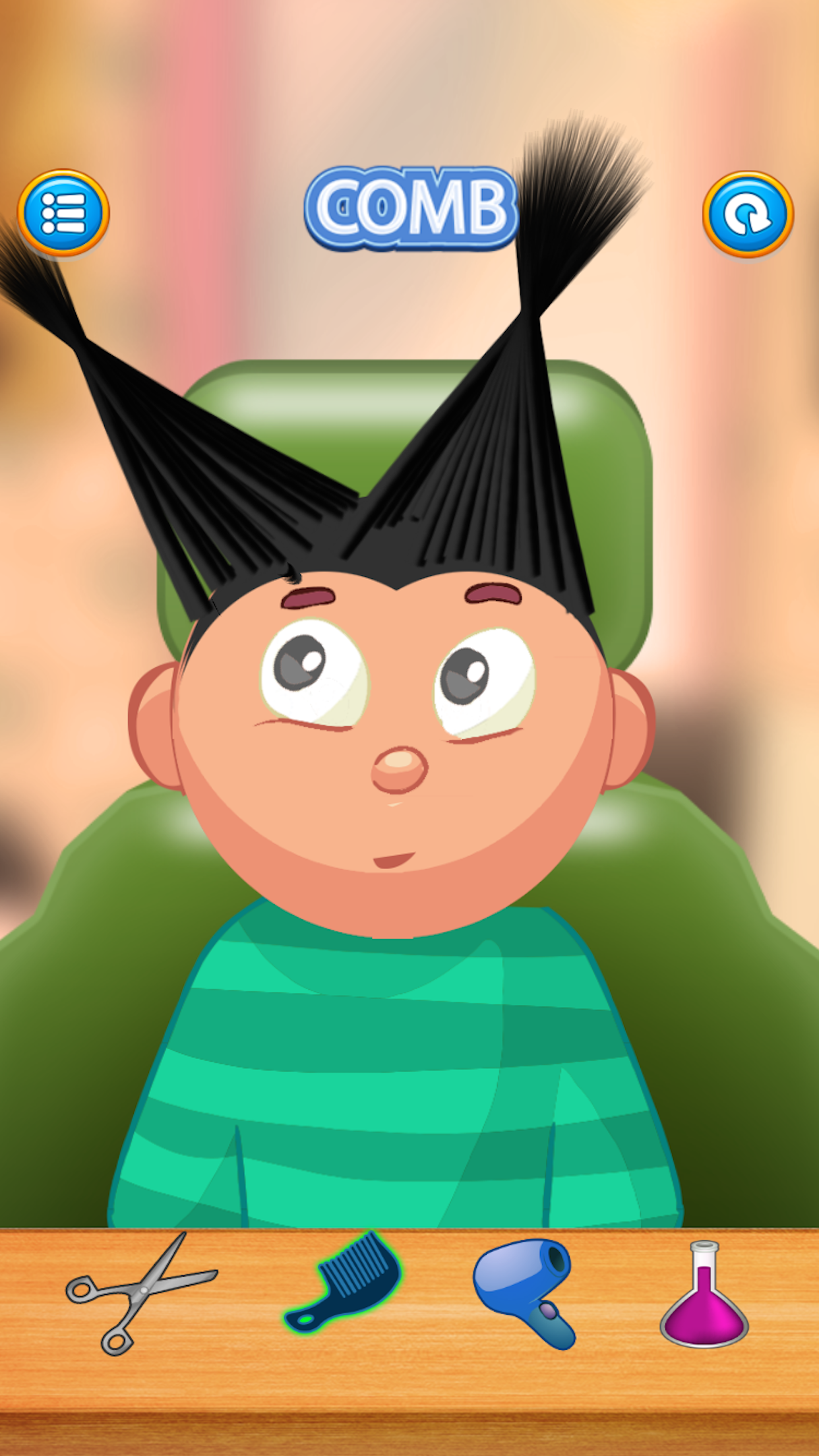 Child game / black hair cut