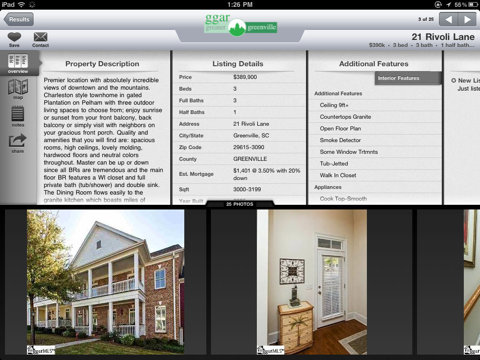 Greater Greenville SC Mobile Real Estate for iPad screenshot 2