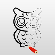 在草圖線繪製動物 和 著色為孩子