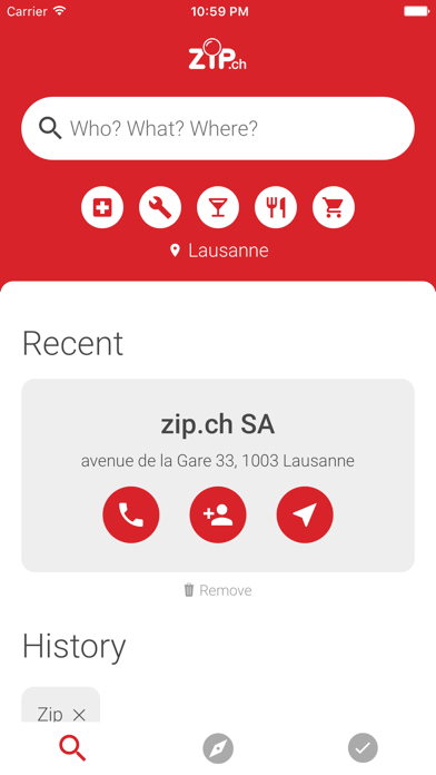 Screenshot #1 pour ZIP.ch - smart local search