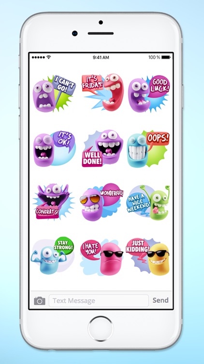 Silly 3D Monster Emojis With Words Sticker Pack screenshot-4