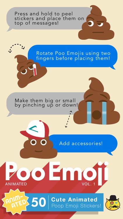 Poo Emoji : Cute Animated Poop Emoji Stickers