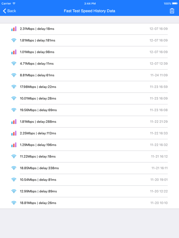 internet test speed, ping test iPad screenshot