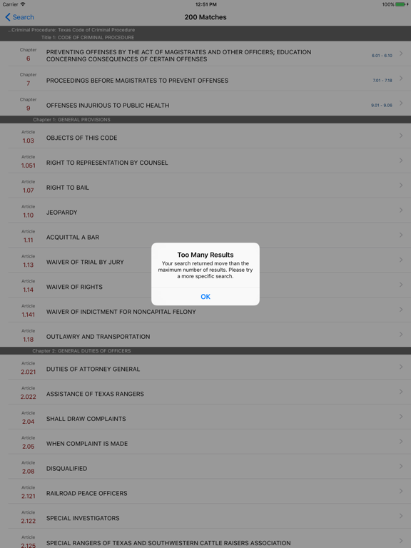 Texas Code of Criminal Procedure (LawStack's TX) iPad screenshot 5 - Reference app