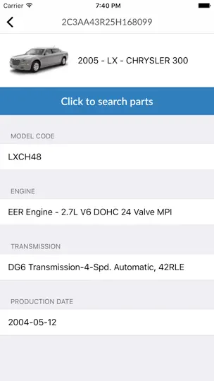 Captura de pantalla de Car Parts For Chrysler - ETK Spare Parts Diagrams en iPhone 1