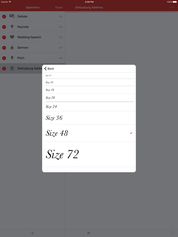 Speeches App iPad screenshot 5 - Productivity app