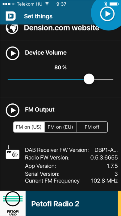 Dension DAB control screenshot