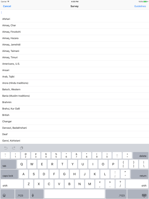 Unreached Data Gathering iPad screenshot