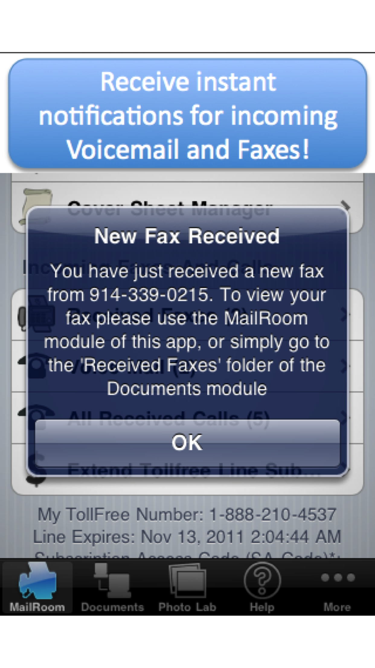 My Toll Free Number Lite - with VoiceMail and Fax screenshot 3
