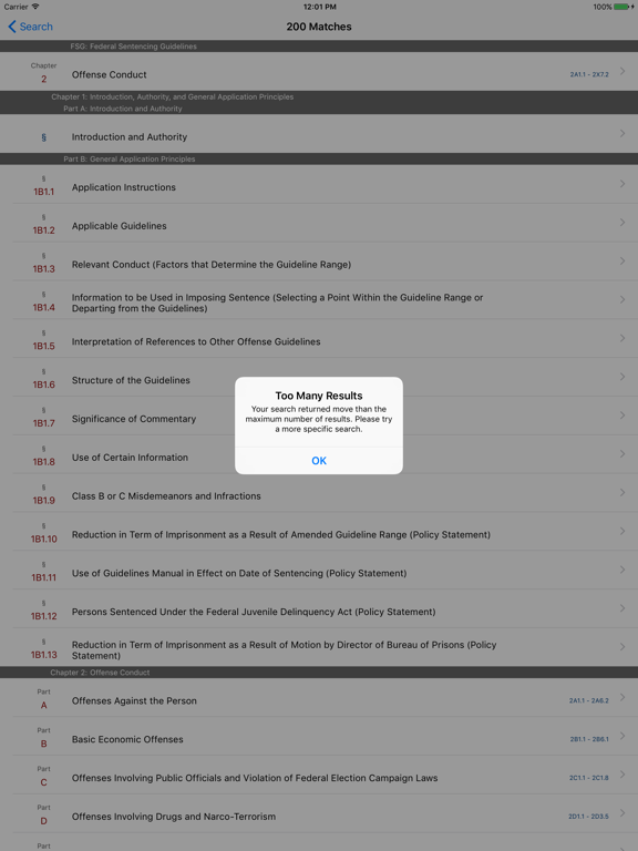 Federal Sentencing Guidelines (LawStack's FSG) iPad screenshot