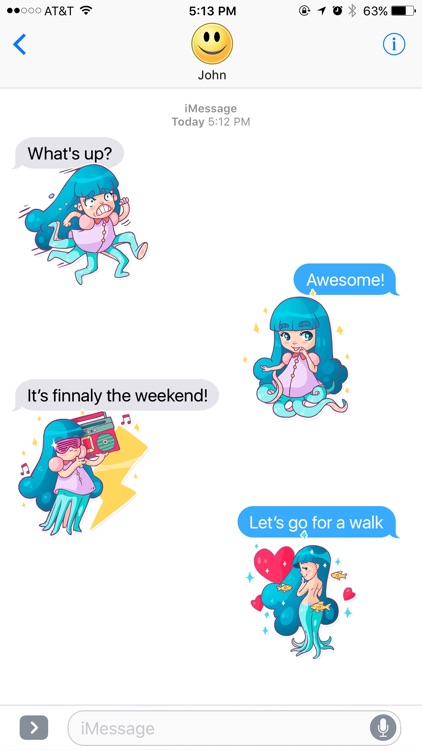 Charming Girl Octopus Stickers