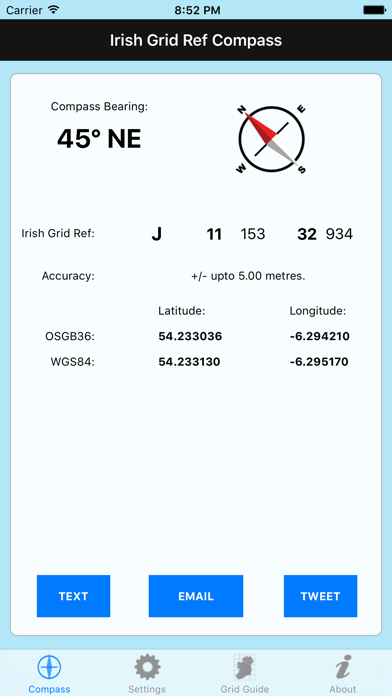 Irish Grid Ref Compass Screenshot