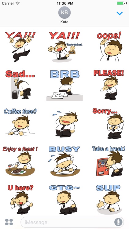 Office Boy Daily Life English Sticker