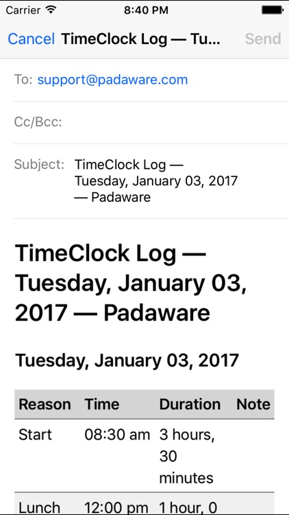 PadAware Time Clock