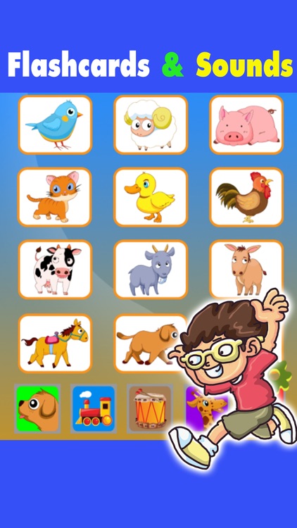 Educational kids game with animal flashcard