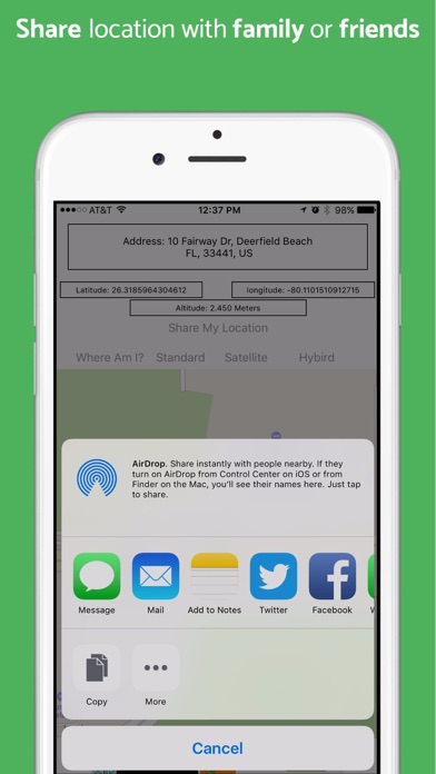 Where Am I ? : Current Address & Coordinates iPhone screenshot 1 - Navigation app