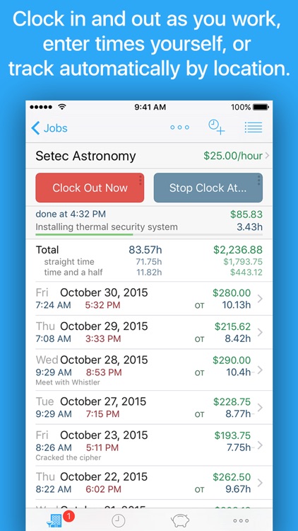 HoursTracker: Time tracking for hourly work screenshot-0