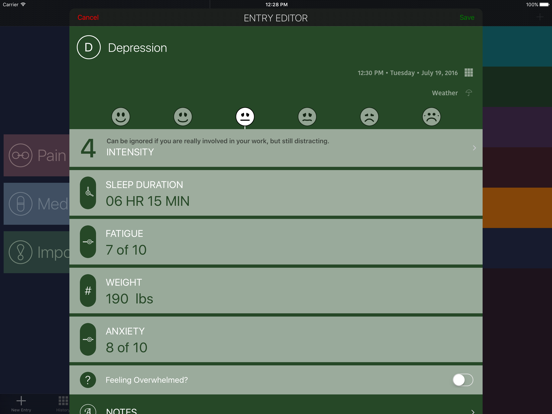 Screenshot #2 for My Pain Diary & Symptom Tracker: Gold Edition