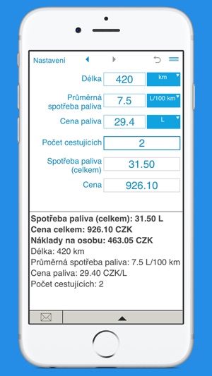 Výpočet spotřeby nafty Výpočet spotřeby nafty