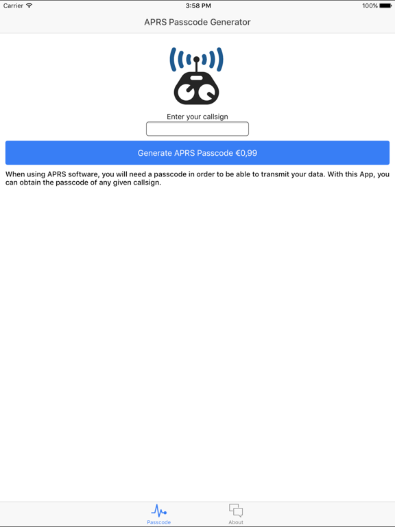 APRS Passcode iPad screenshot