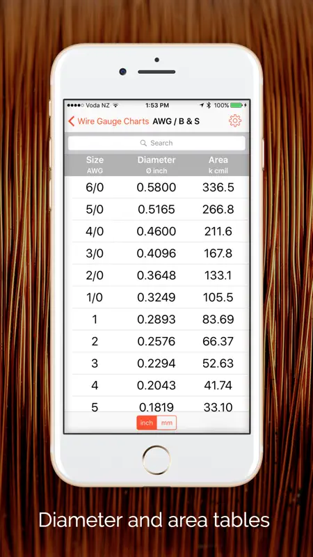 Wire Gauge Charts - Size tables for AWG, SWG, BWG screenshot 2 of 5
