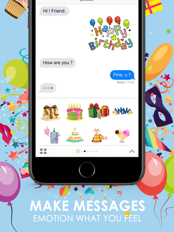 Screenshot #5 pour Happy Birthday Emoji Stickers for iMessage