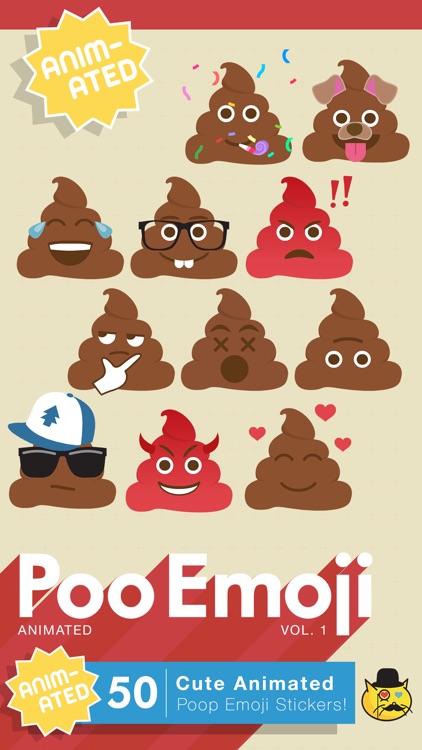 Poo Emoji : Cute Animated Poop Emoji Stickers