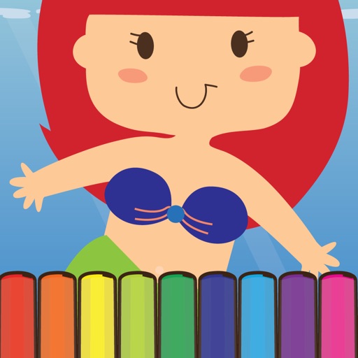 Coloring Cute little princess mermaid iOS App