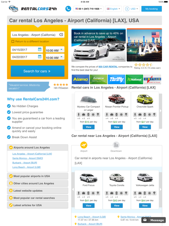 Car hire LAX - Los Angeles USA