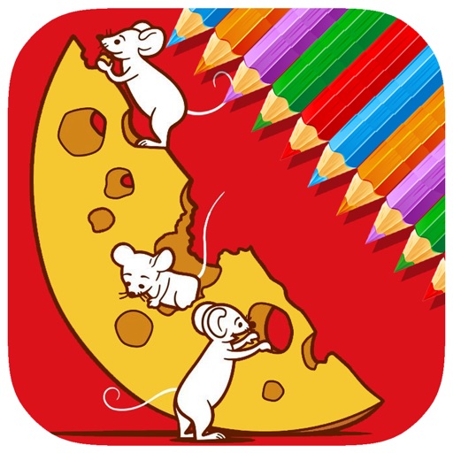Mouse Cheese Coloring Book Games For Kids Icon
