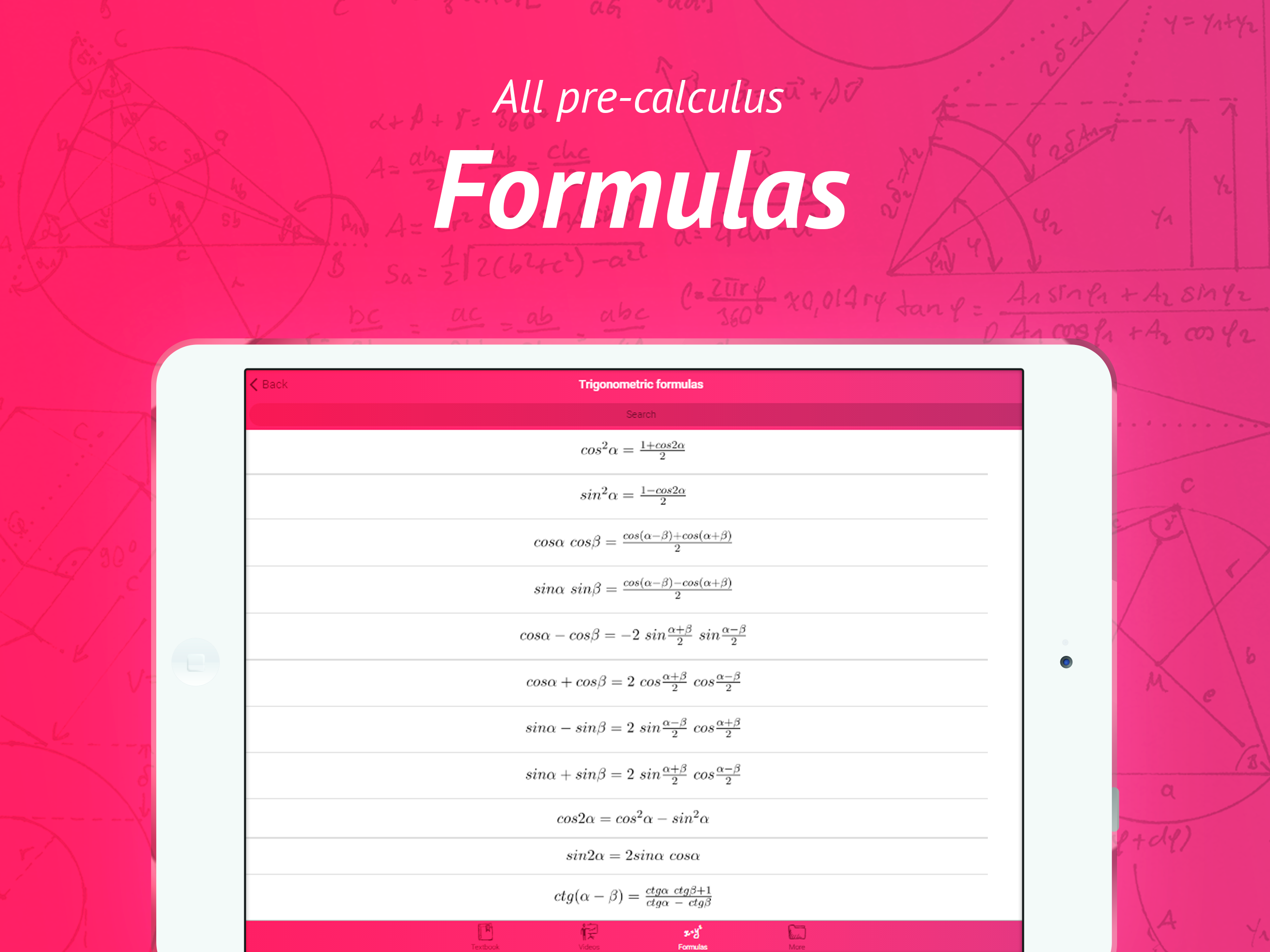 Pre-calculus — formulas screenshot 4
