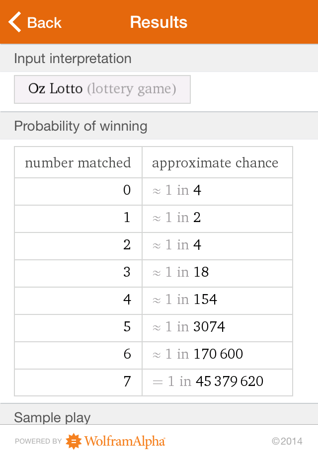 Wolfram Gaming Odds Reference App