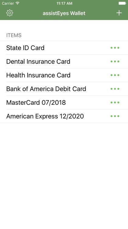 assistEyes Wallet - Secure Notes for the Blind